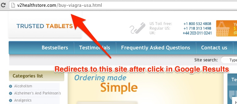 Black Hat Cloaking Fake Redirect