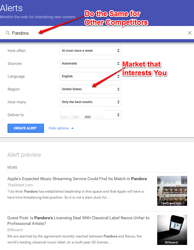 Google Alerts for Competitors