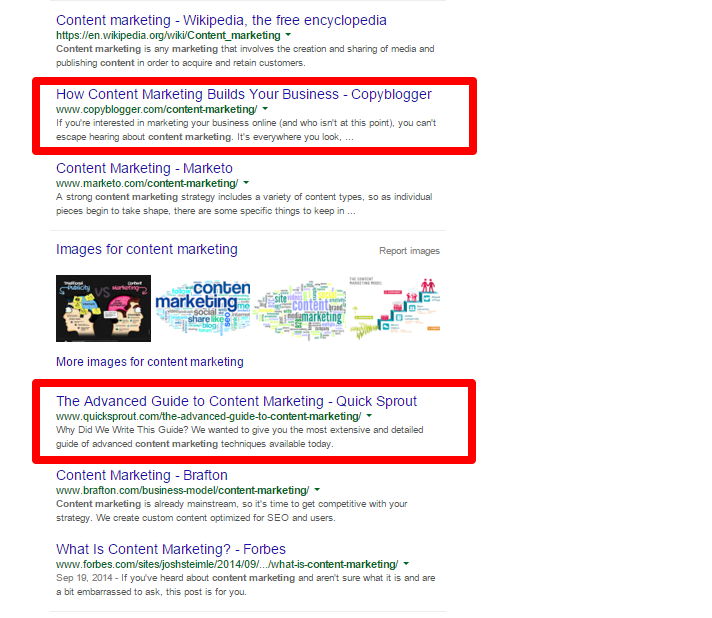 Content Marketing Google Search for Blogs