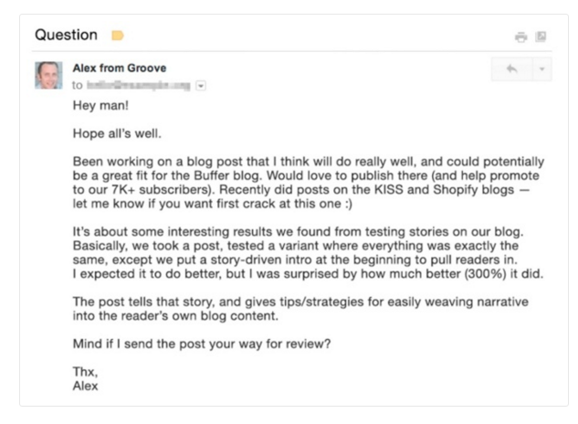 How to Write a Perfect Cold Outreach Email - Example Alex from Groove