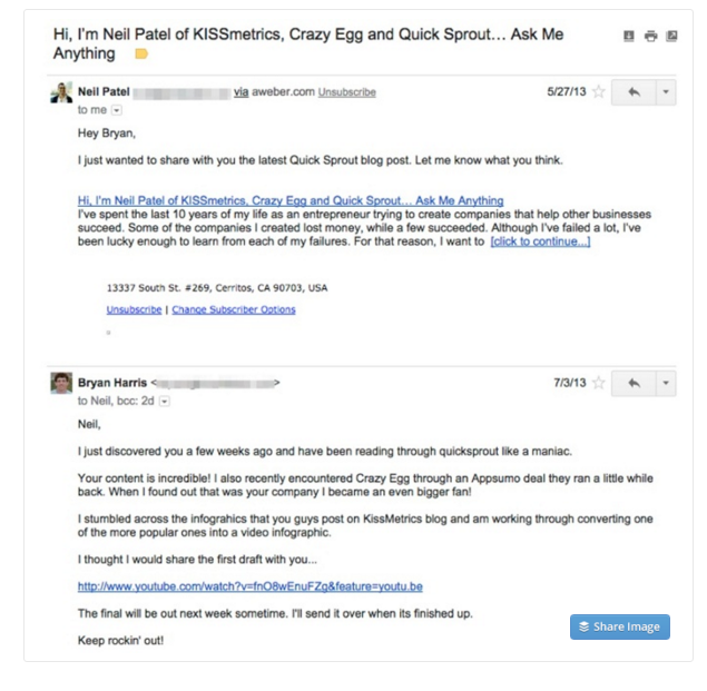 How to Write a Perfect Cold Outreach Email - Neil Patel Example