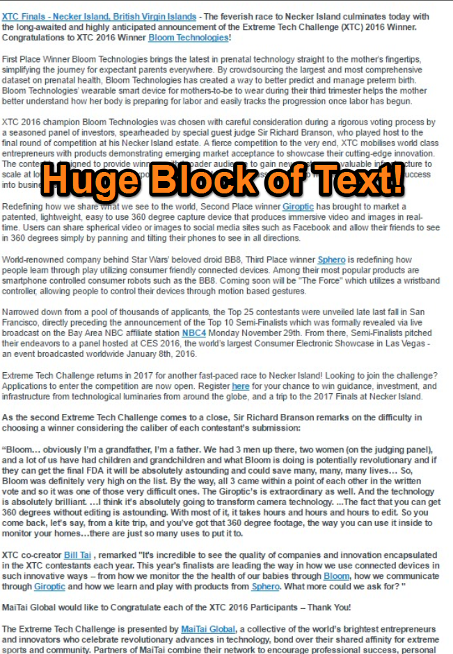 Be Concise. Spare Your Prospect the Huge Block of Text!