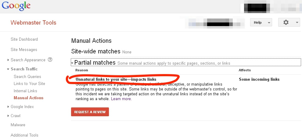 Google Webmaster Tools Manual Action Penalty Google Webmaster Tools Manual Action Penalty