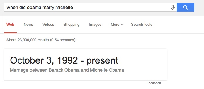 When Did Obama Marry Michelle Google Answer