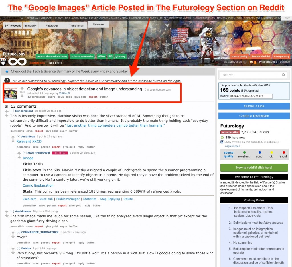cognitiveSEO article posted on Reddit  cognitiveSEO article posted on Reddit