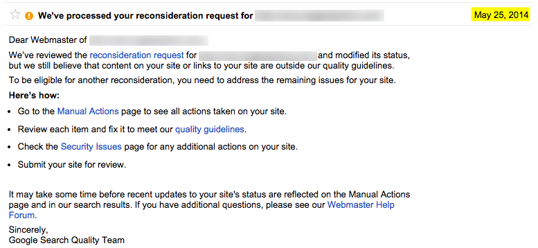 First Reconsideration Request Response First Reconsideration Request Response