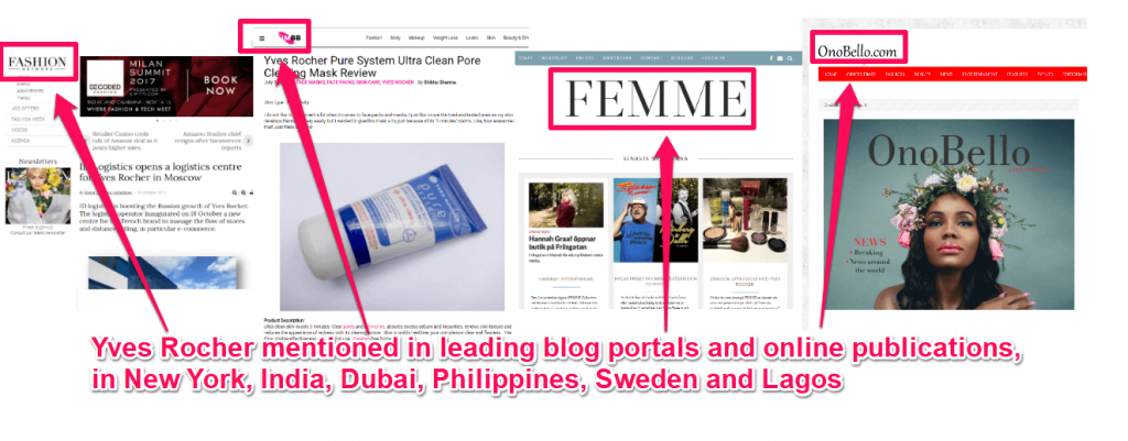 Yves Rocher mentioned in online publications