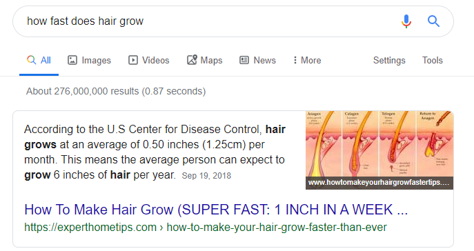 how fast does hair grow answer box